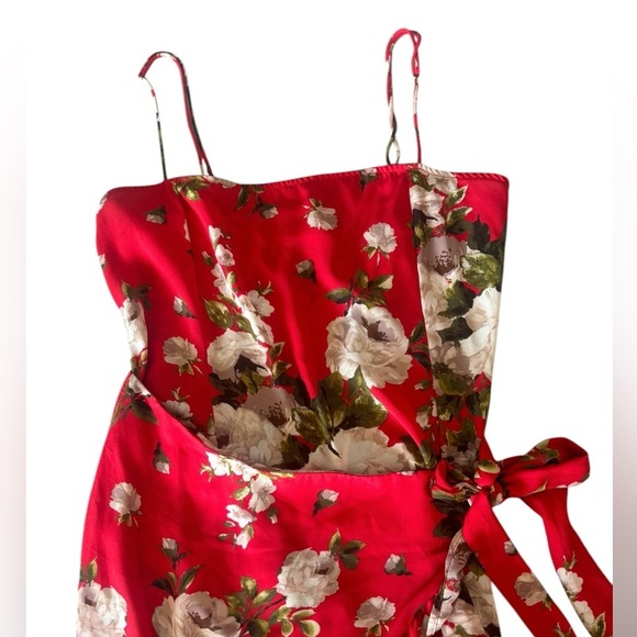 Free People Intimately Floral Wrap Dress Spaghetti Straps Ruffle Hem Mini Size m - Picture 7 of 12